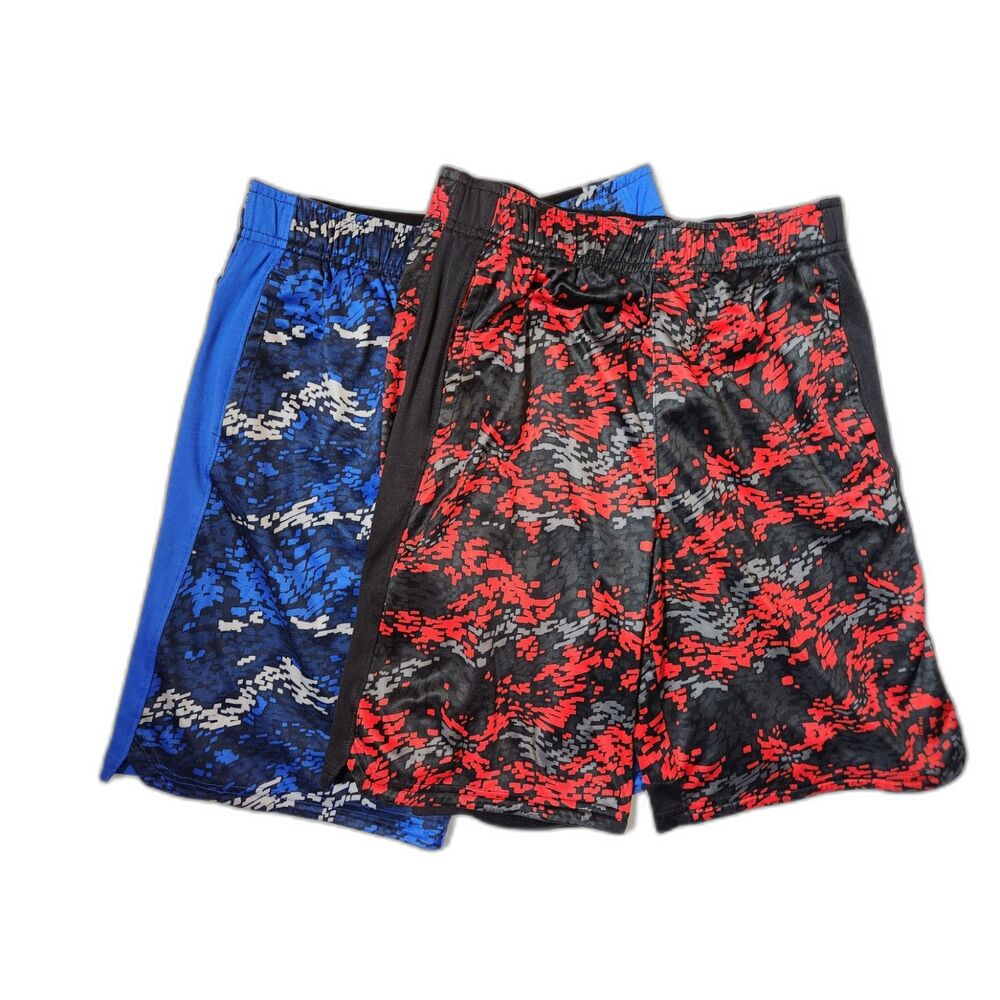 Russell Boys Large 10/12 Athletic Shorts 2‑Pack Red Blue